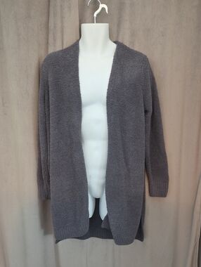 1X Warehouse One Open-Front Fuzzy Cardigan Sweater - Gray